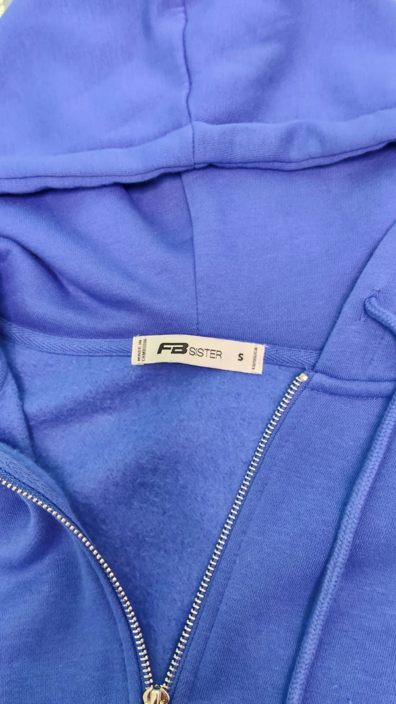 Blauwe open dames hoodie – photo 3